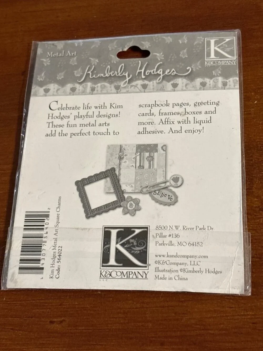 Vintage K&Co Kimberly Hodges Metal Art Square Charms Scrapbook Greeting Cards